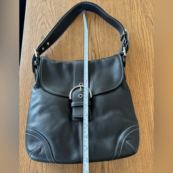 NWT Authentic Black Leather Coach Shoulder Bag with Silver Hardware - Brand New - Picture 6 of 15